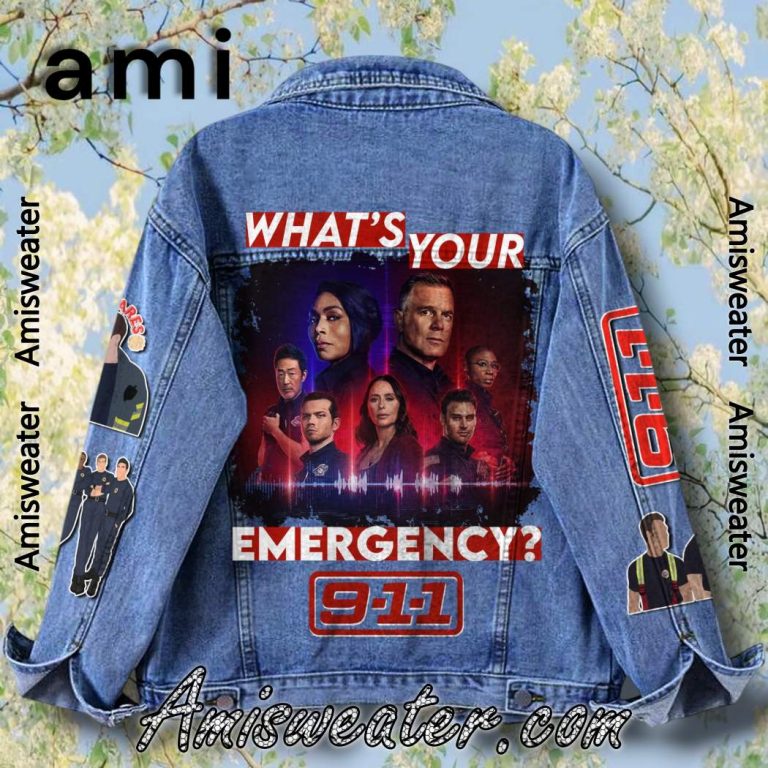 911 What's Your Emergency Denim Jacket-b