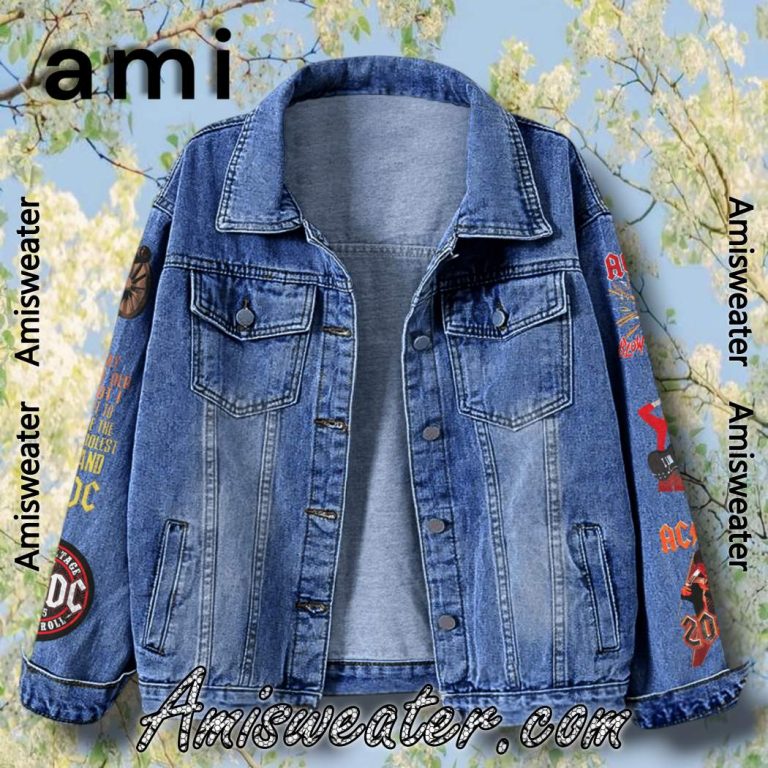 ACDC Only Old People Know How To Rock Signatures Denim Jacket-b