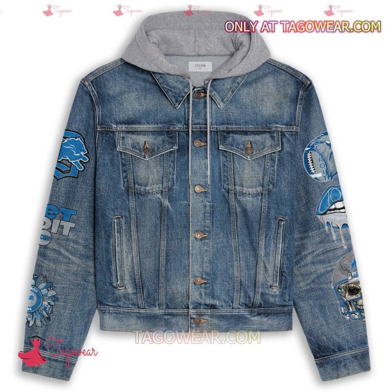 Detroit Lions Stomping On These Lions Style Jean Hoodie Jacket-a