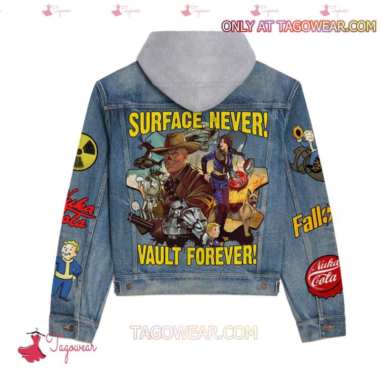Fallout Surface Never Vault Forever Jean Hoodie Jacket-b