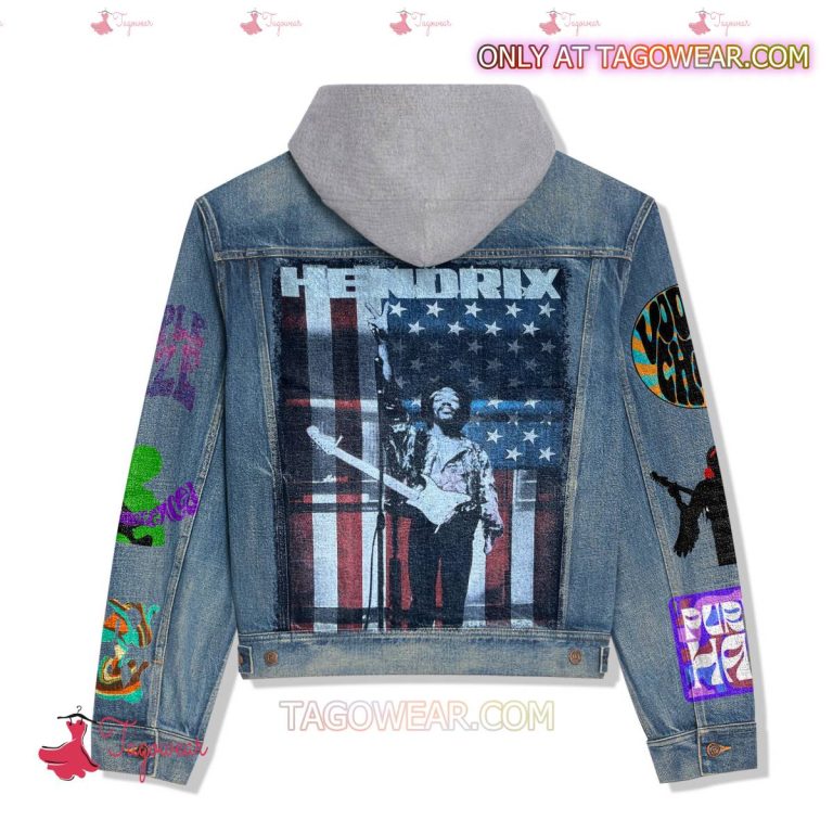 Jimi Hendrix American Flag Jean Hoodie Jacket-b