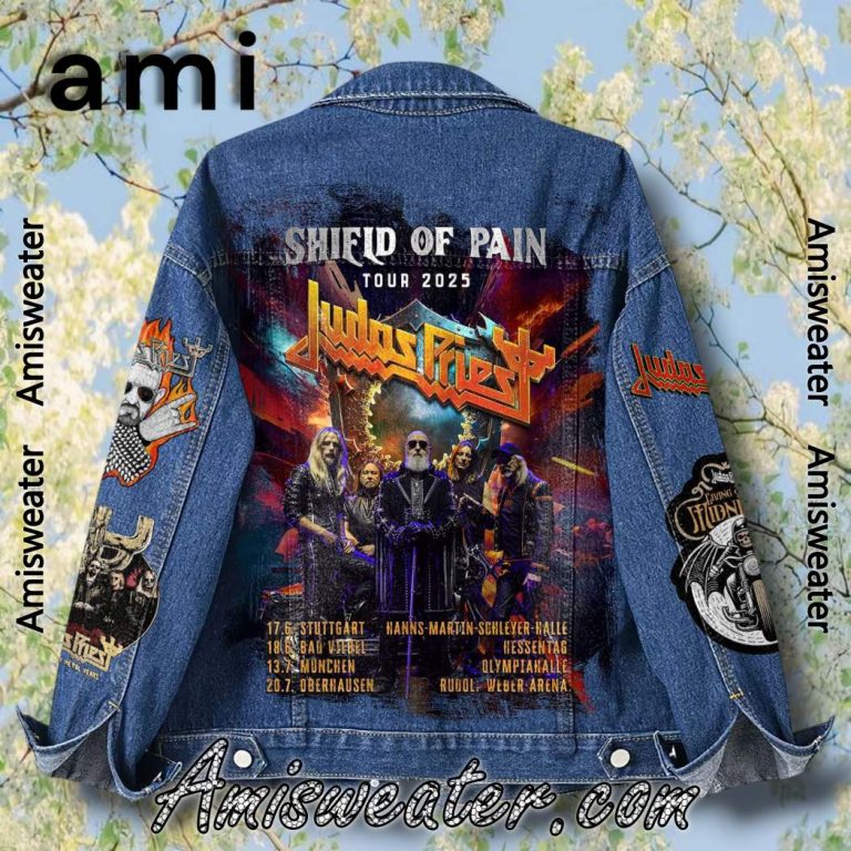 Judas Priest Shield Of Pain Tour 2025 Denim Jacket-b