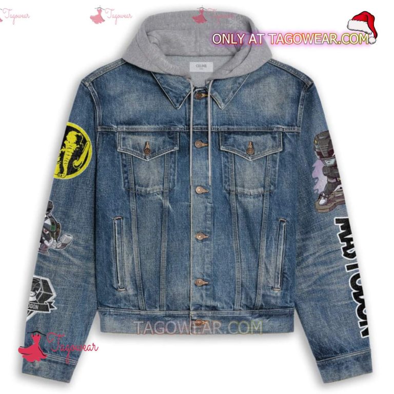 Power Rangers Mighty Morphin Mastodon Jean Jacket Hoodie a