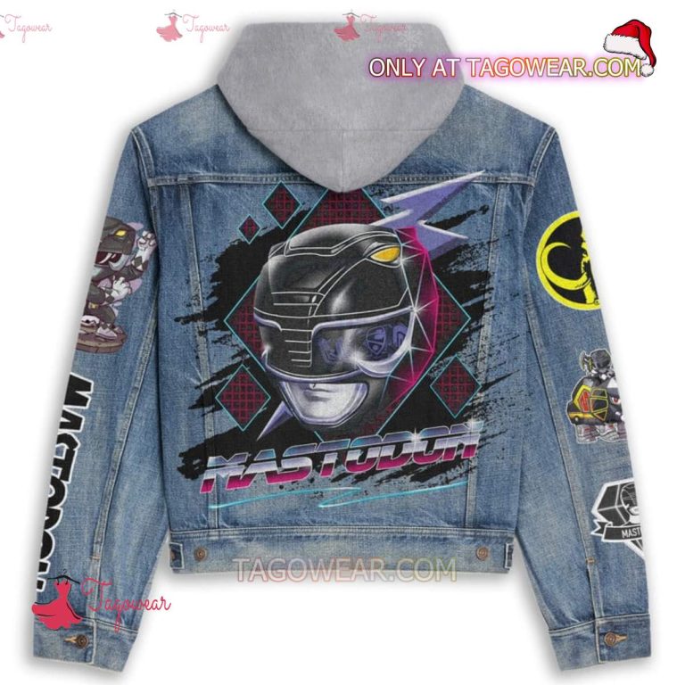 Power Rangers Mighty Morphin Mastodon Jean Jacket Hoodie b