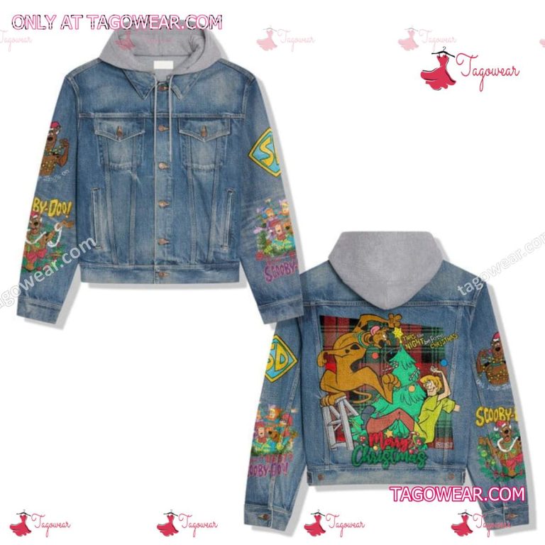 Scooby-doo Twas The Night Before Christmas Merry Christmas Jean Jacket Hoodie a