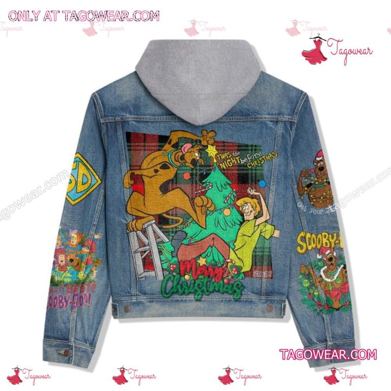 Scooby-doo Twas The Night Before Christmas Merry Christmas Jean Jacket Hoodie c
