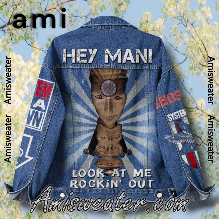 System Of A Down Hey Man Look At Me Rockin Out Denim Jacket-b