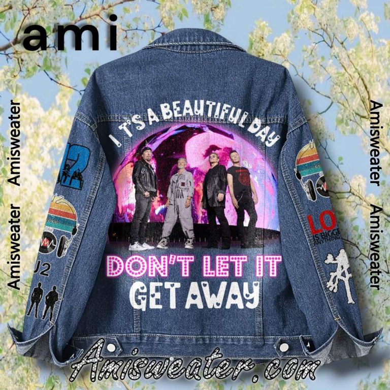 U2 It's A Beautiful Day Don't Let It Get Away Denim Jacket-b