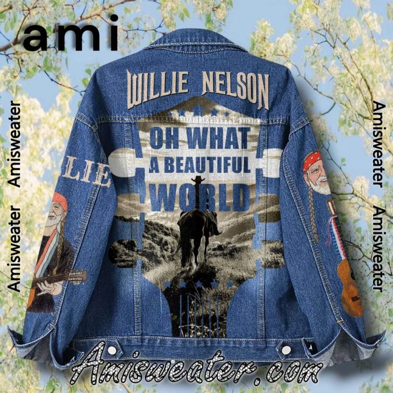Willie Nelson Oh What A Beautiful World Denim Jacket-b